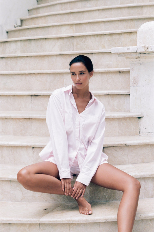 Stevie Lounge Set - Cotton - Ballet Pink