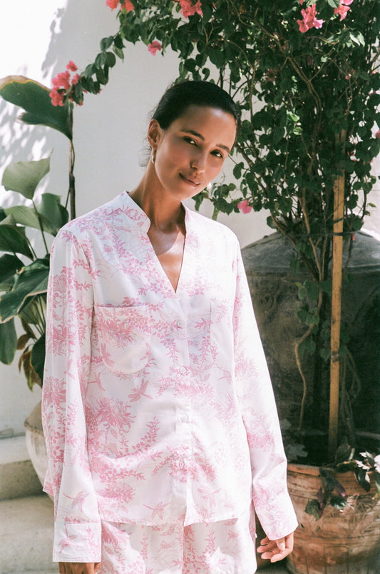 Piyama Maggie Pyjama Set - Long Sleeve - ECOVERO™ - Summer Toile Pink — front view