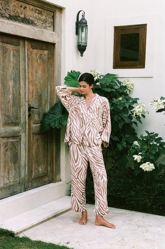 Peta Sleep Set - Long - ECOVERO™ - Zebra