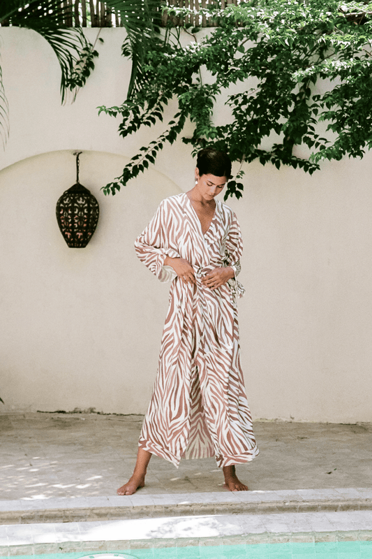 Alice Kimono Robe - Long - ECOVERO™ - Zebra