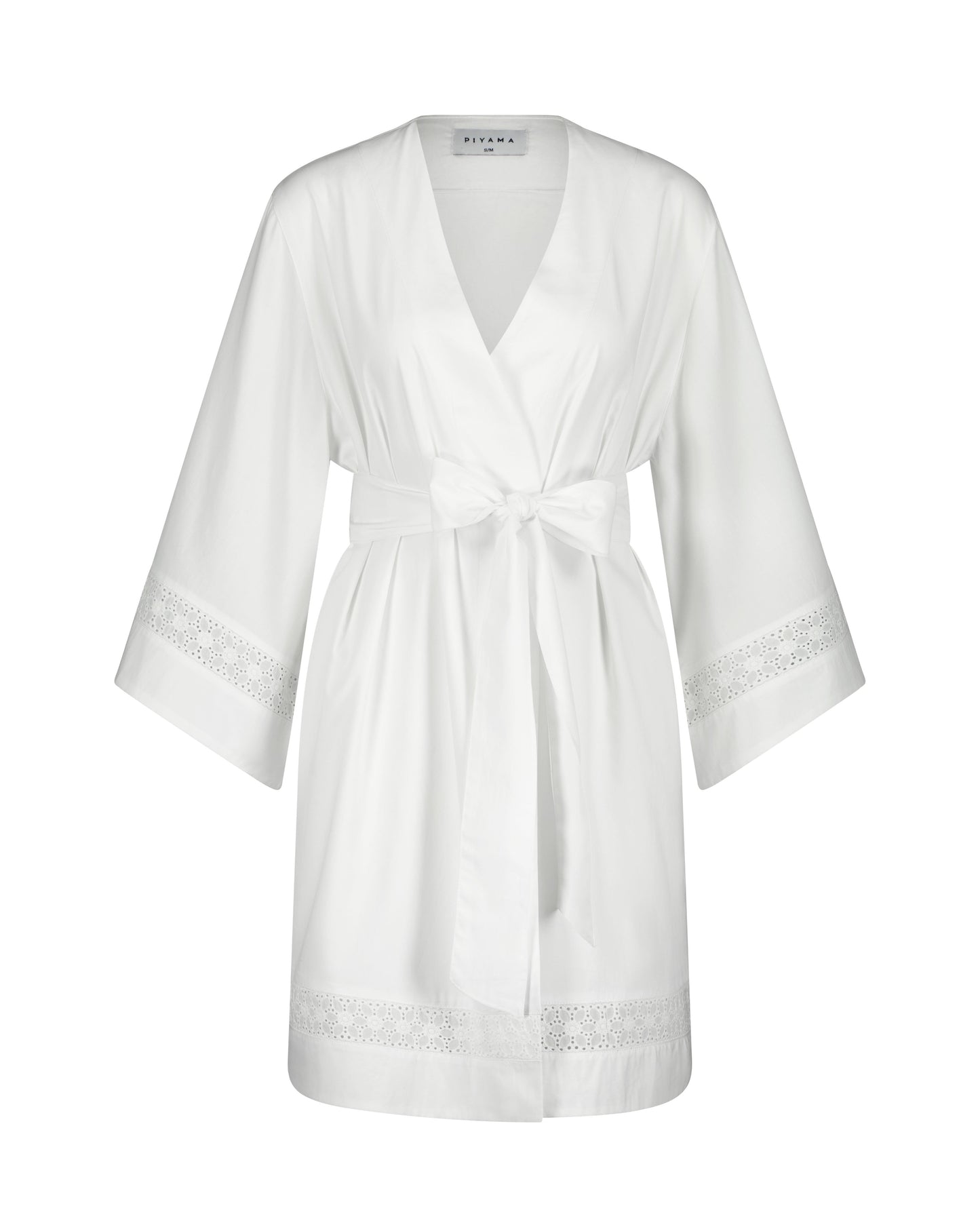 Giselle Bridal Robe - Cotton Modal Off White + Insert Trim