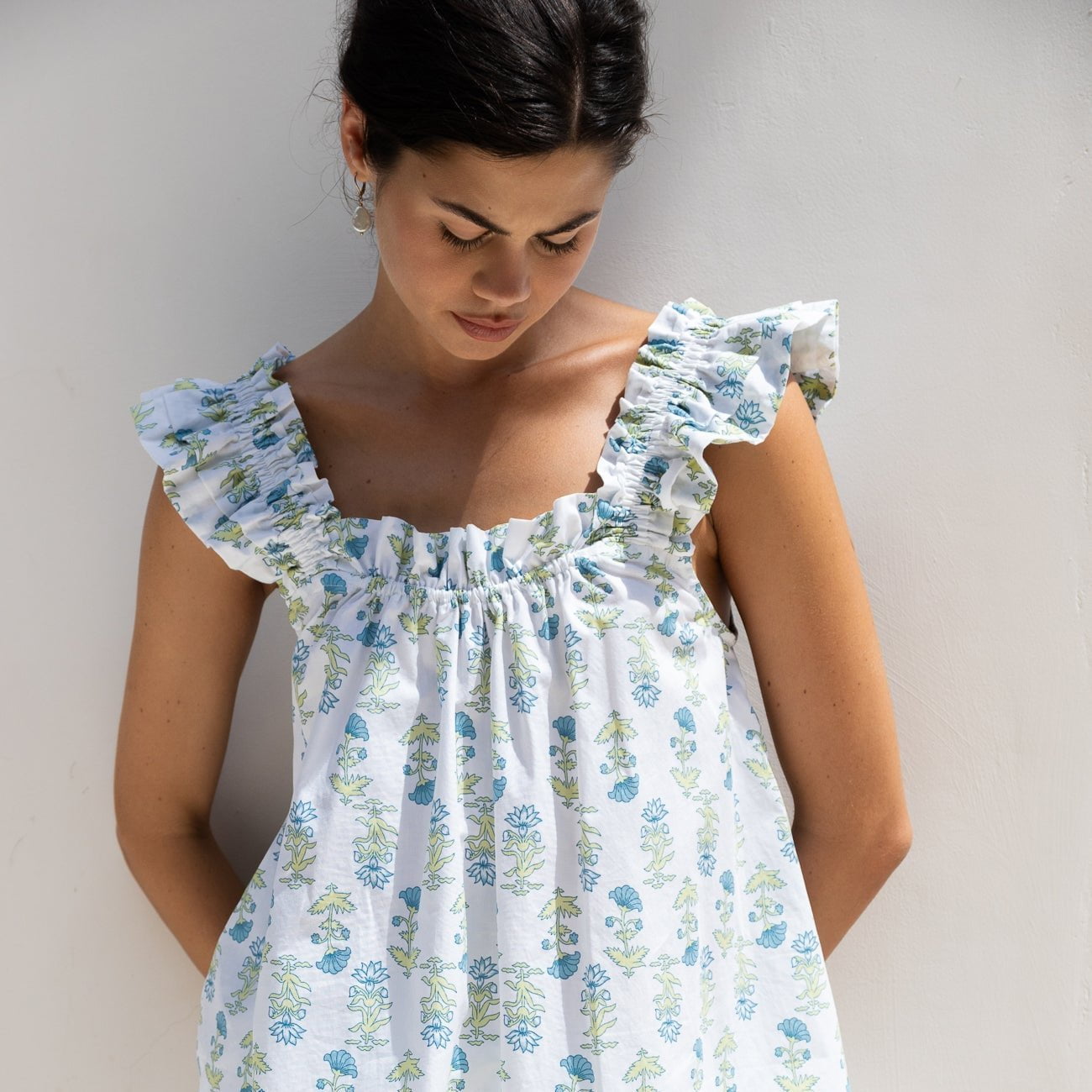 Nicolette Sleep Set - Pants - Lotus Flower - Blue