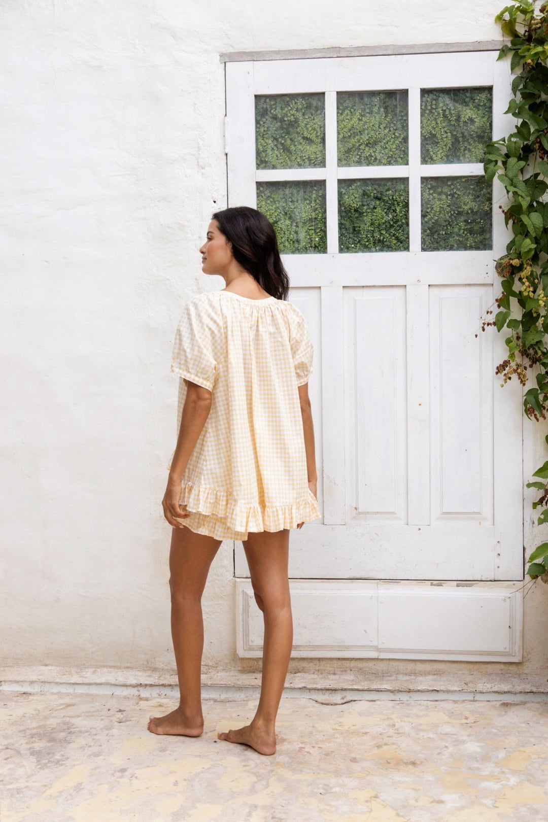 Sophie Sleep Set - Cotton - Gingham Yellow