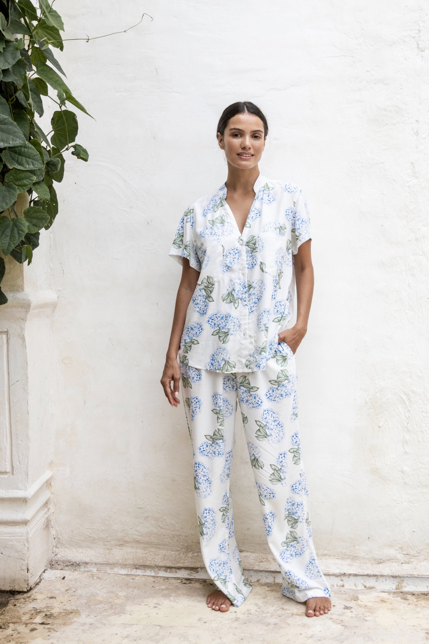 Maggie Pyjama Set - Long Pants - Hydrangea Blue