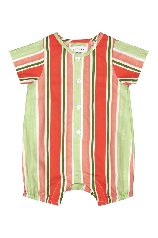 Unisex Baby Romper - Cotton Modal - Holiday Stripe