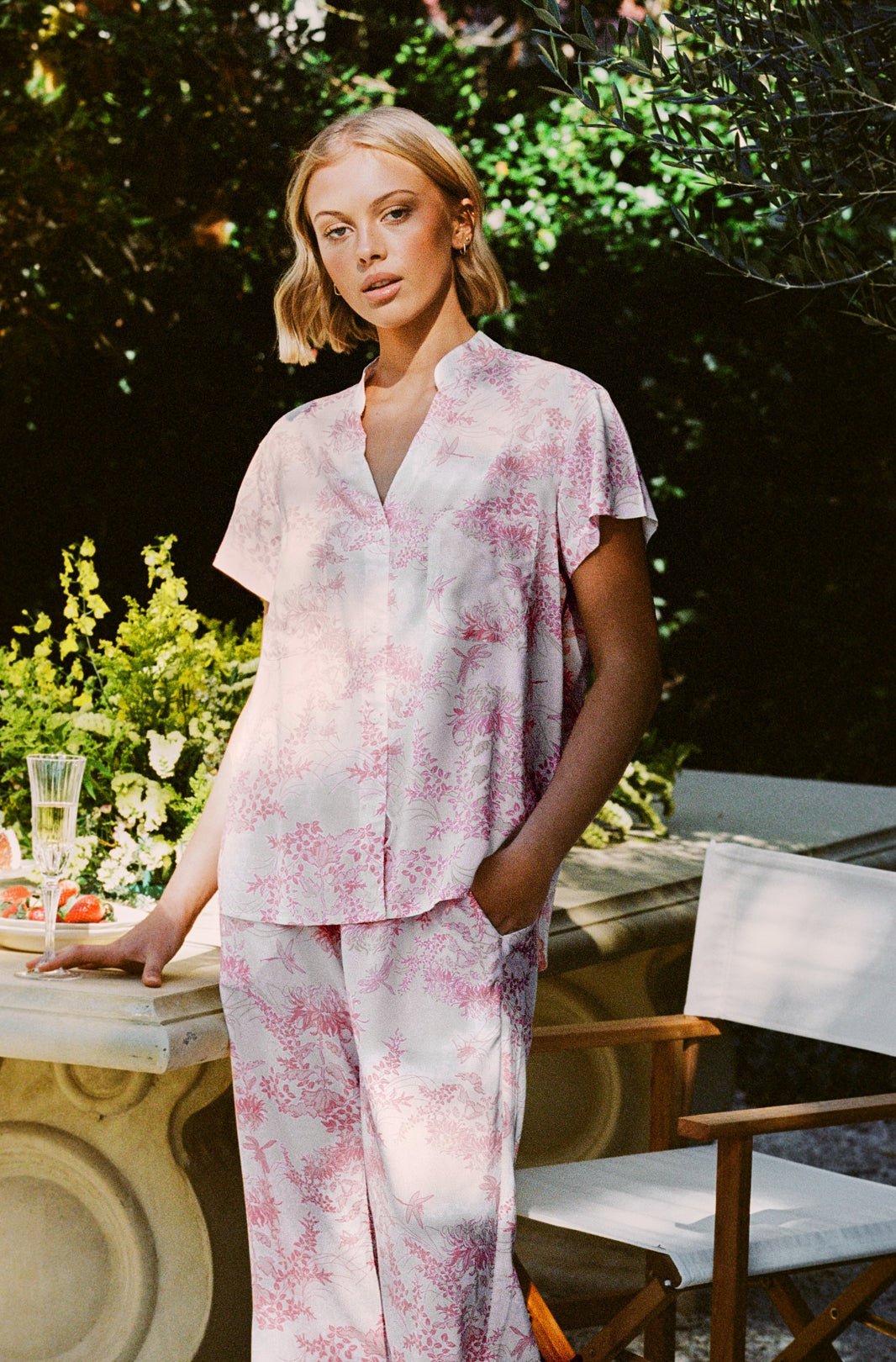 Maggie Pyjama Set - Long Pants - Summer Toile - Pink