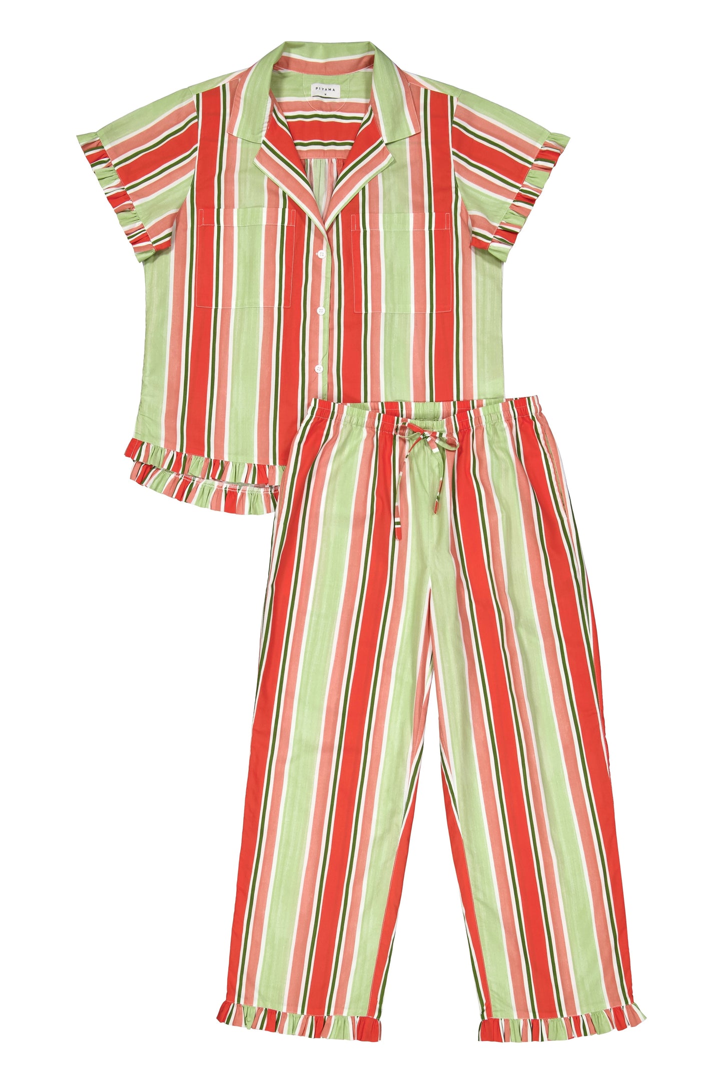 Felicity Frill Set - Pants - Cotton Modal - Holiday Stripe