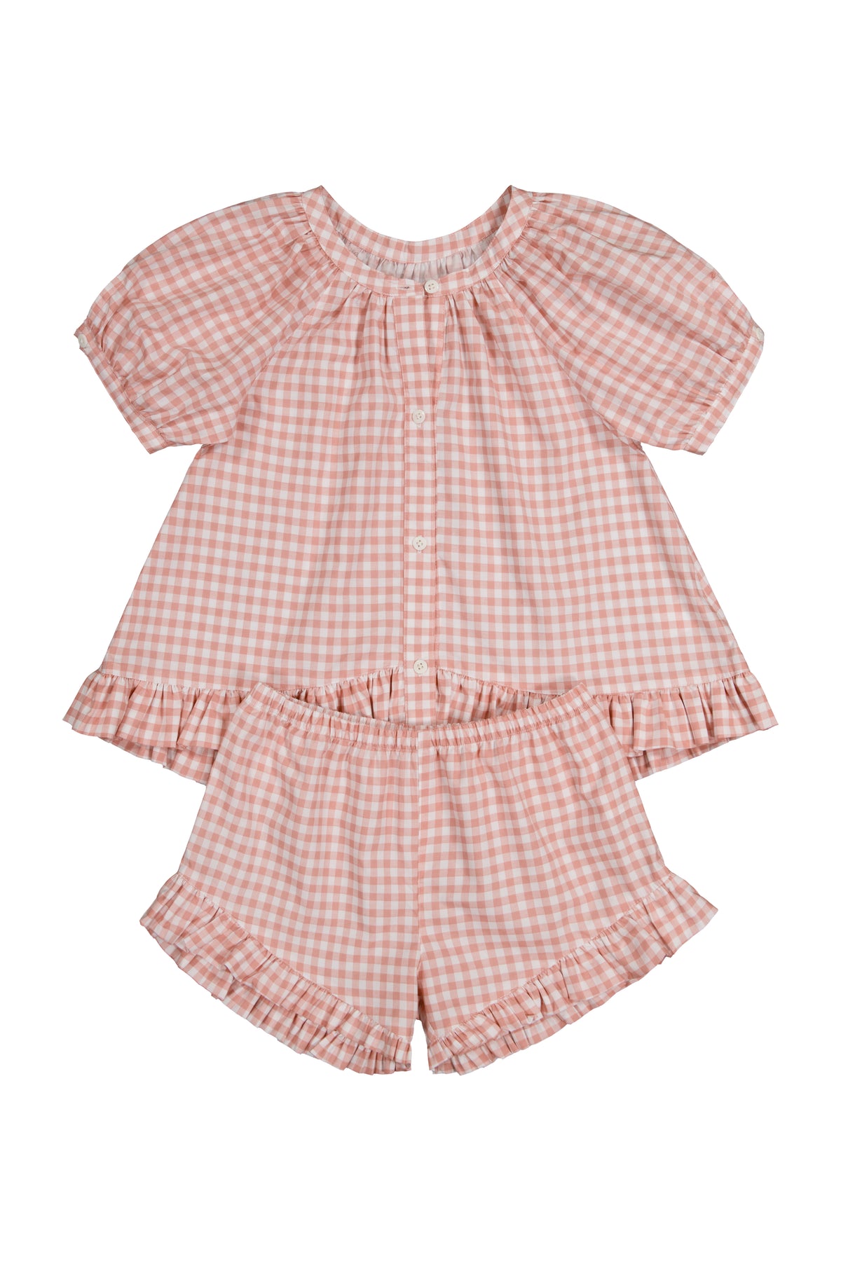Girls Sophie Sleep Set - Gingham - Petal Pink