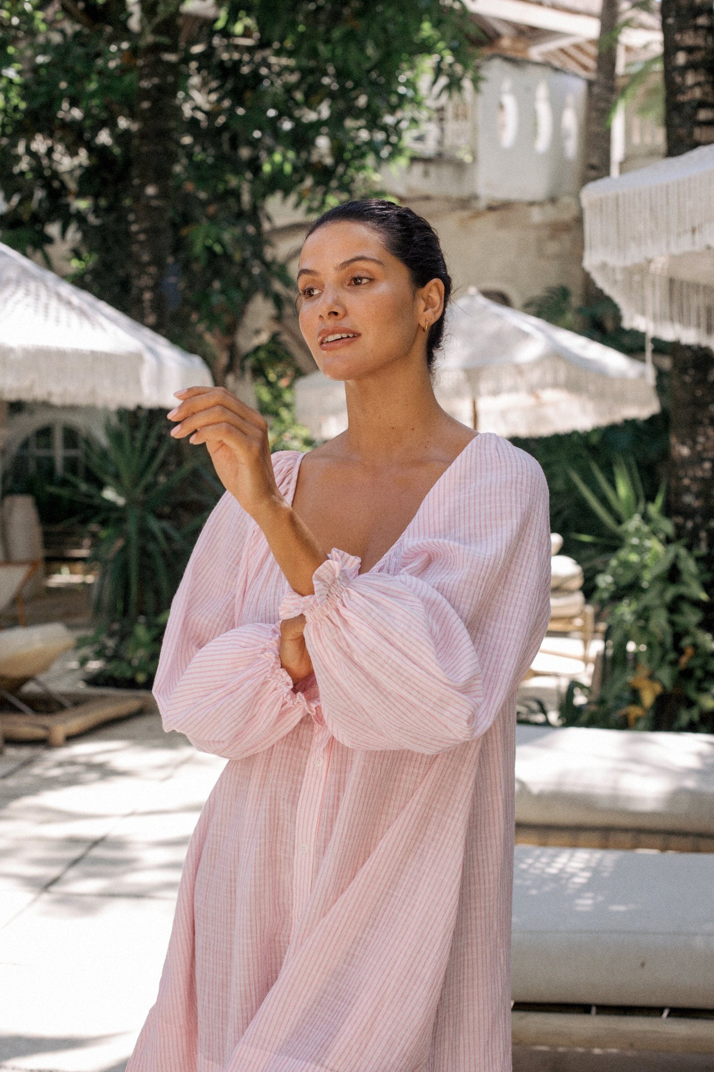 Heidi Resort Dress - Stripe Pink