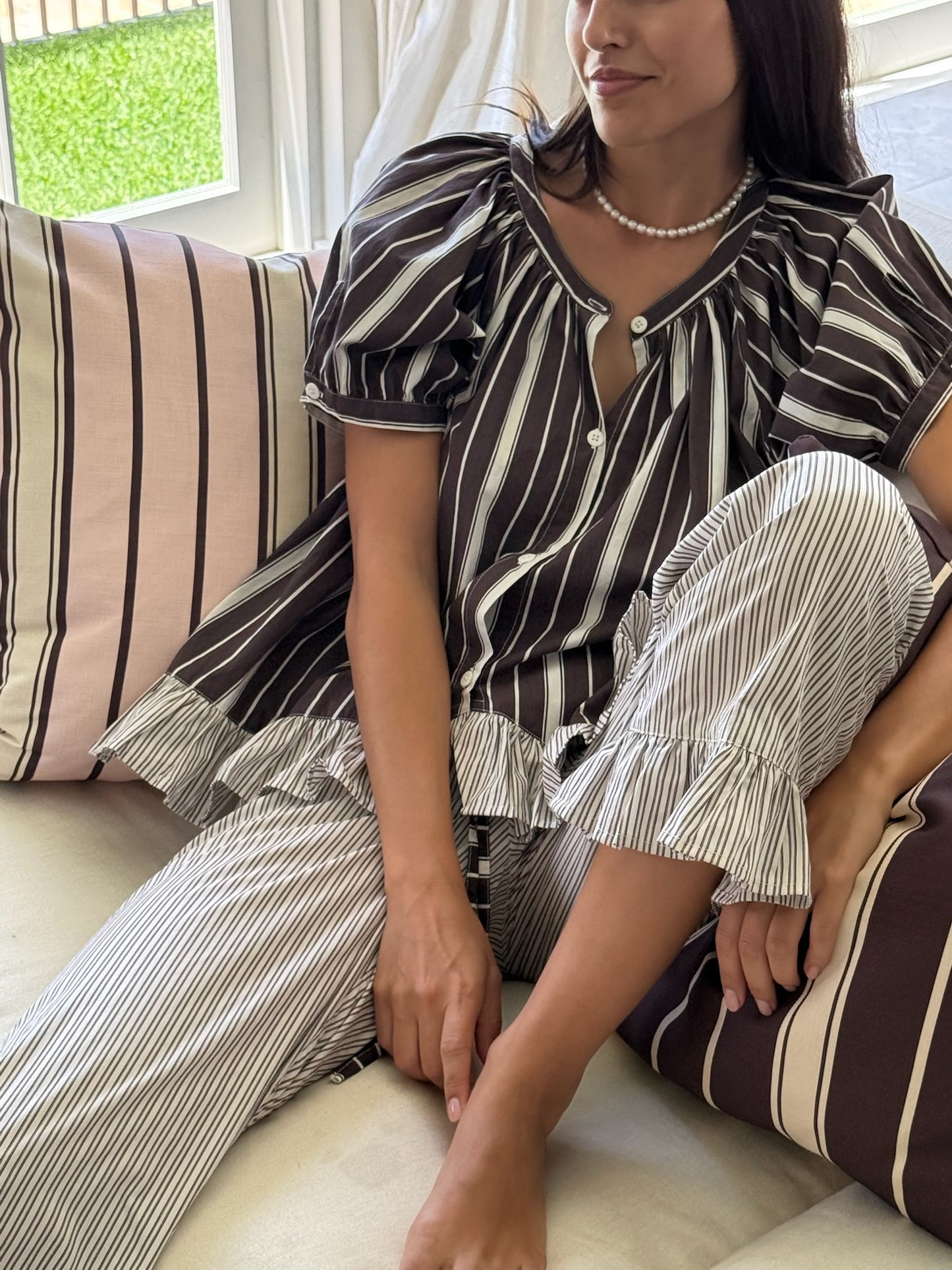 MM x PIYAMA - Sophie Sleep Set - Pants - Chocolate Stripe