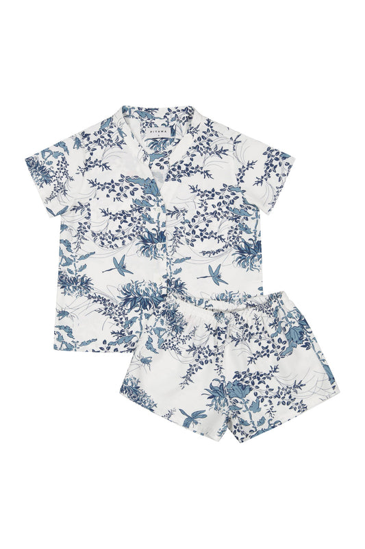 Girls Maggie Pyjama Set - ECOVERO™ - Summer Toile - Aegean Blue