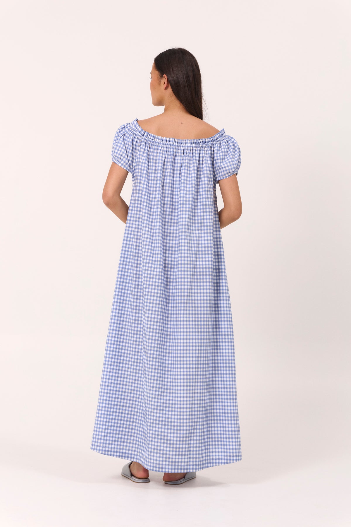 Lily Lounge Dress - Gingham - French Blue