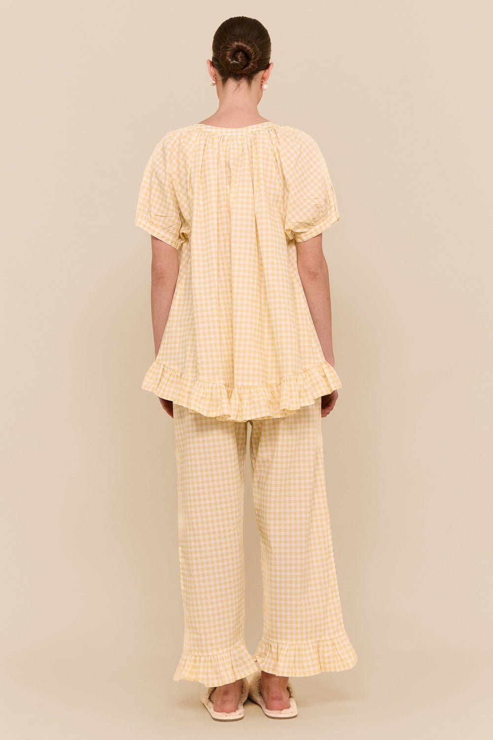 Sophie Sleep Set - Pants - Cotton - Gingham Yellow