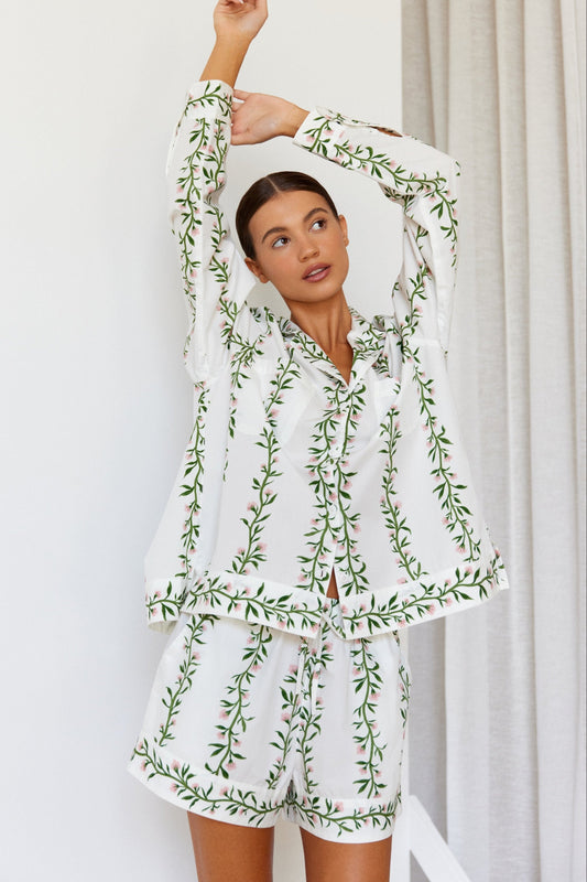 Emily Sleep Set - Long Sleeve - Cotton - Vine Pink