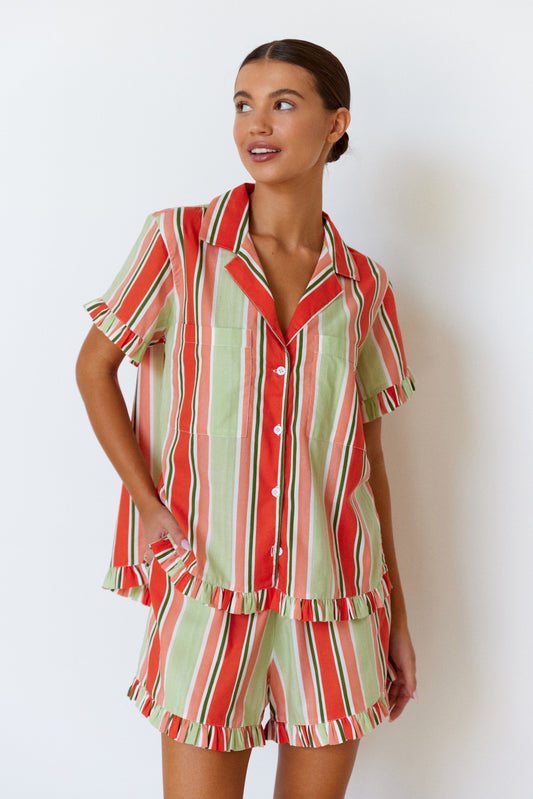 Felicity Frill Set - Cotton Modal - Holiday Stripe