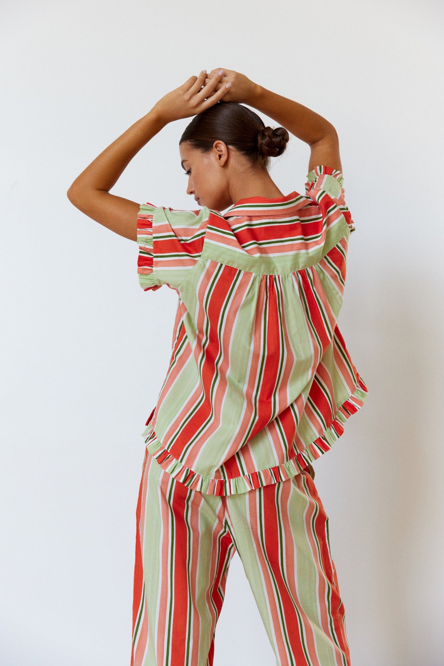 Felicity Frill Set - Pants - Cotton Modal - Holiday Stripe