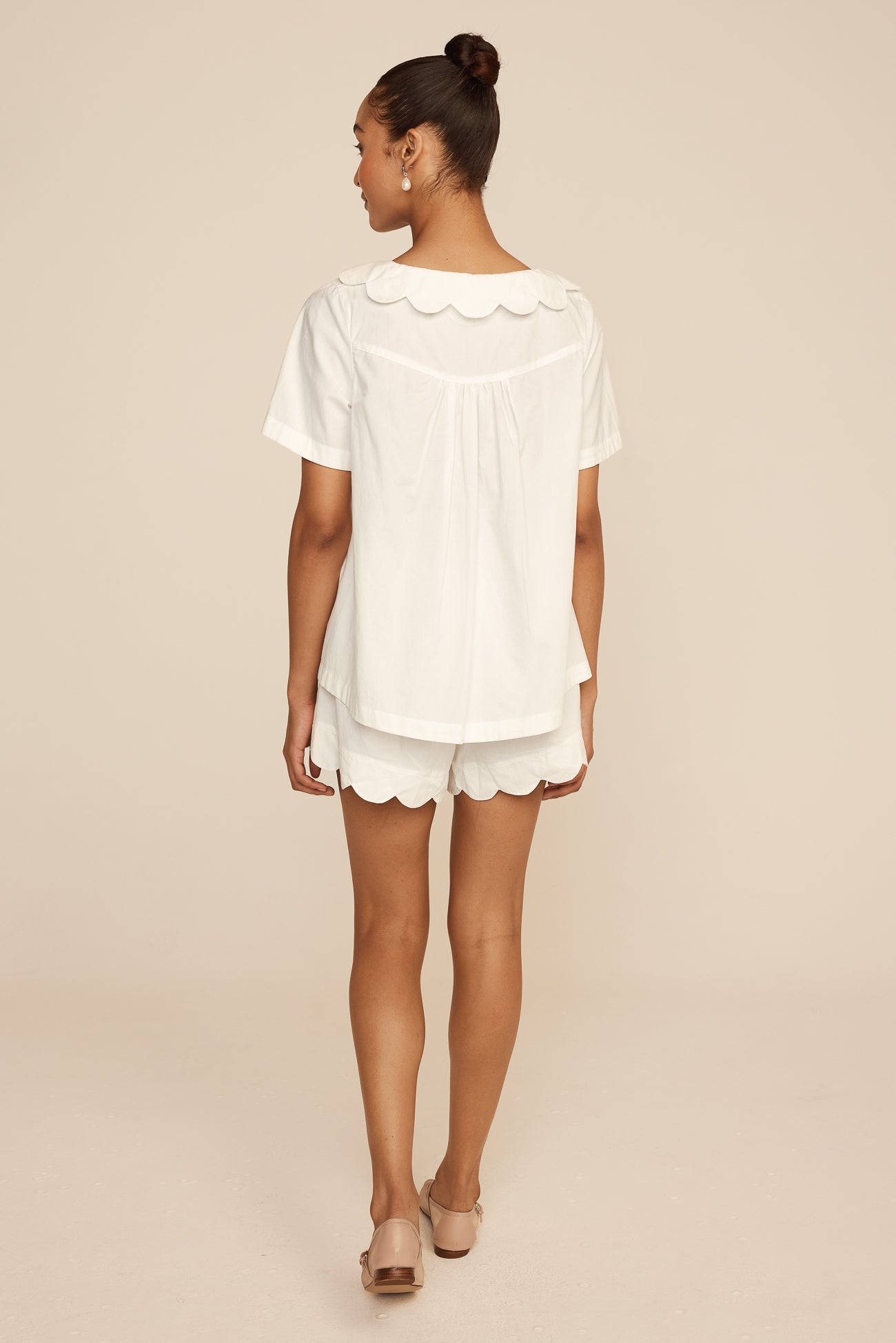 Penelope Sleep Set - Shorts - Cotton Modal - Off White