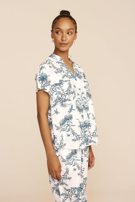 Maggie Pyjama Set - Long Pants - Summer Toile - Aegean Blue