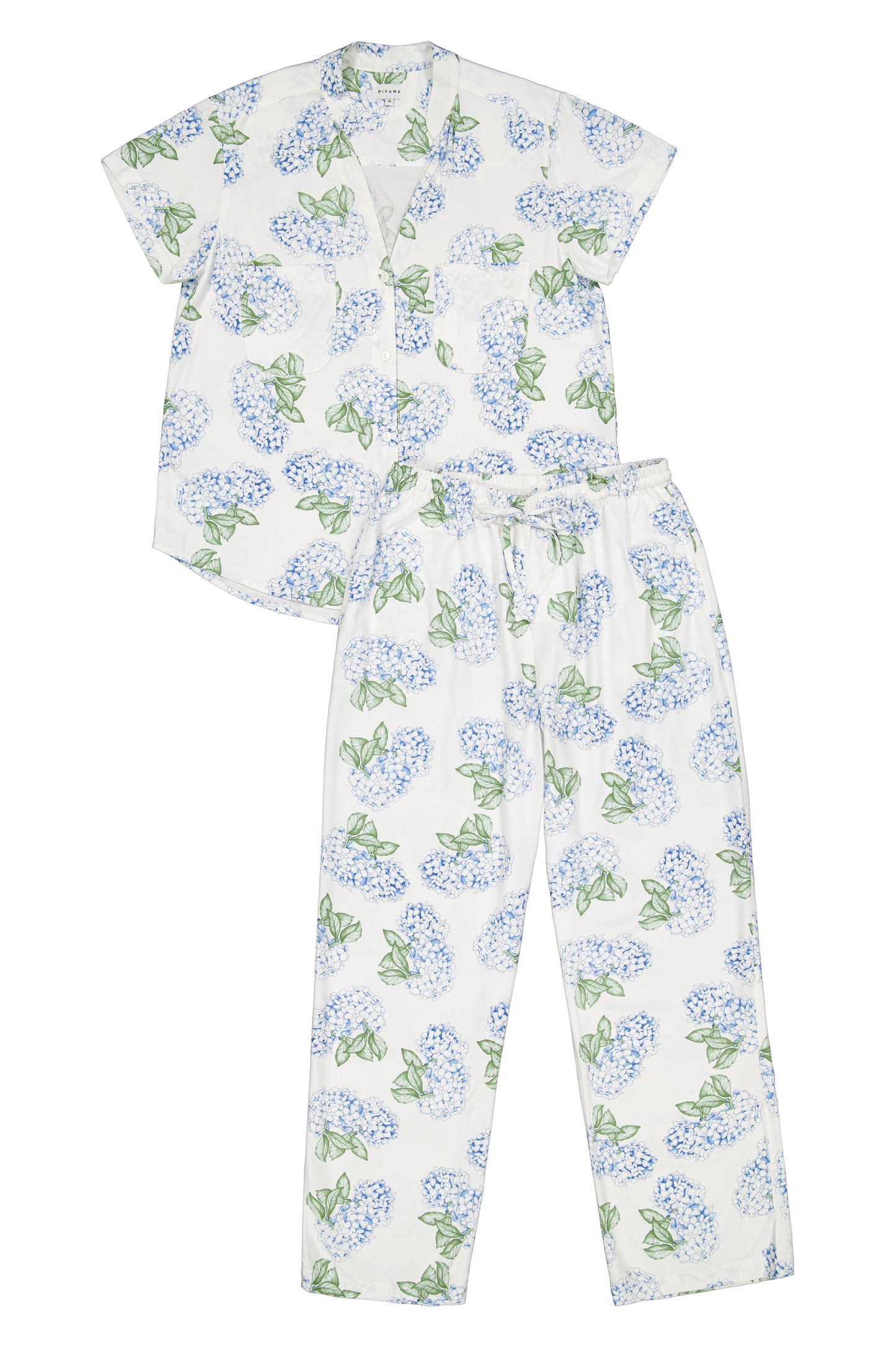 Maggie Pyjama Set - Long Pants - Hydrangea Blue