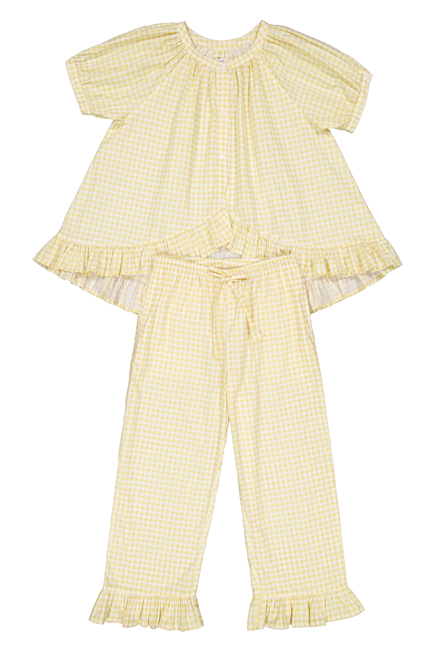 Sophie Sleep Set - Pants - Cotton - Gingham Yellow