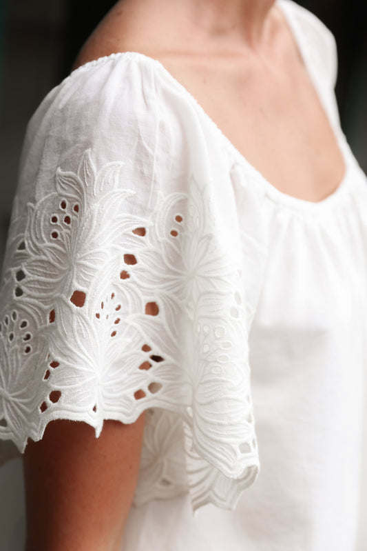 Betty Lounge Set - Cotton Embroidery - Vanilla