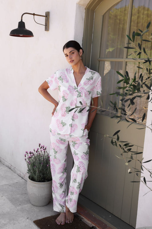 Maggie Pyjama Set - Long Pants - Hydrangea Pink