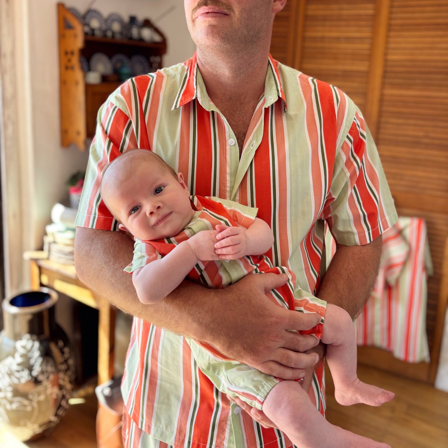 Unisex Baby Romper - Cotton Modal - Holiday Stripe