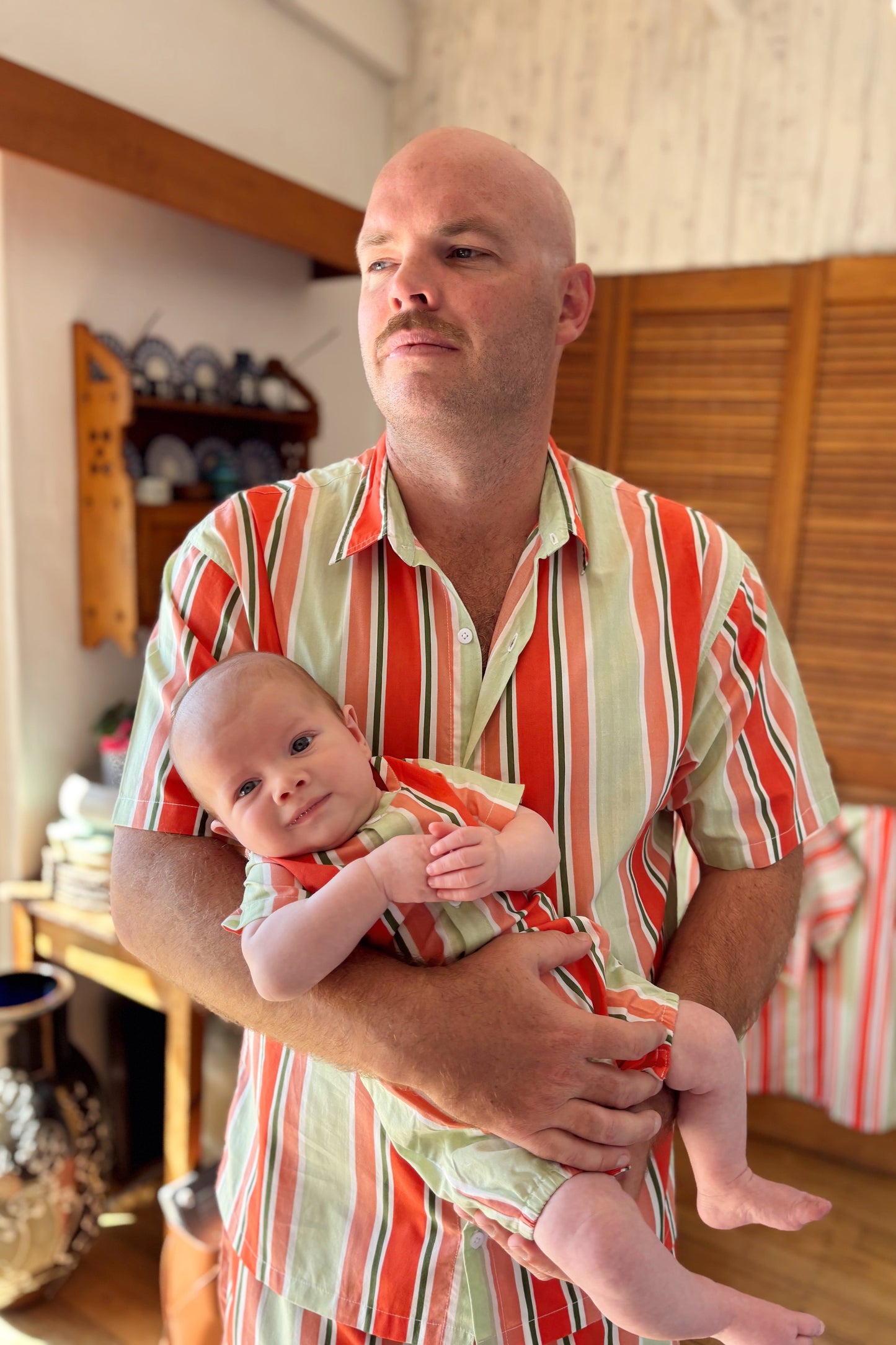 Unisex Baby Romper - Cotton Modal - Holiday Stripe