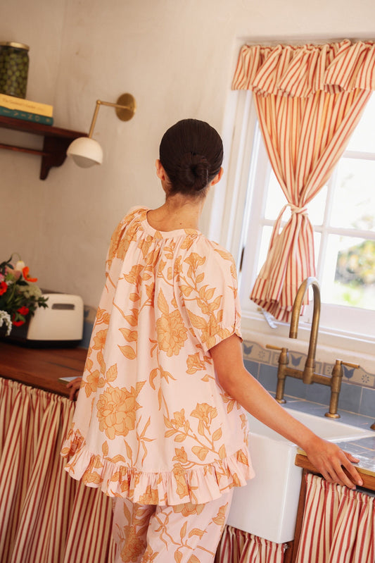 Sophie Sleep Set - Pants - Cotton Modal - Romantic Floral Peach