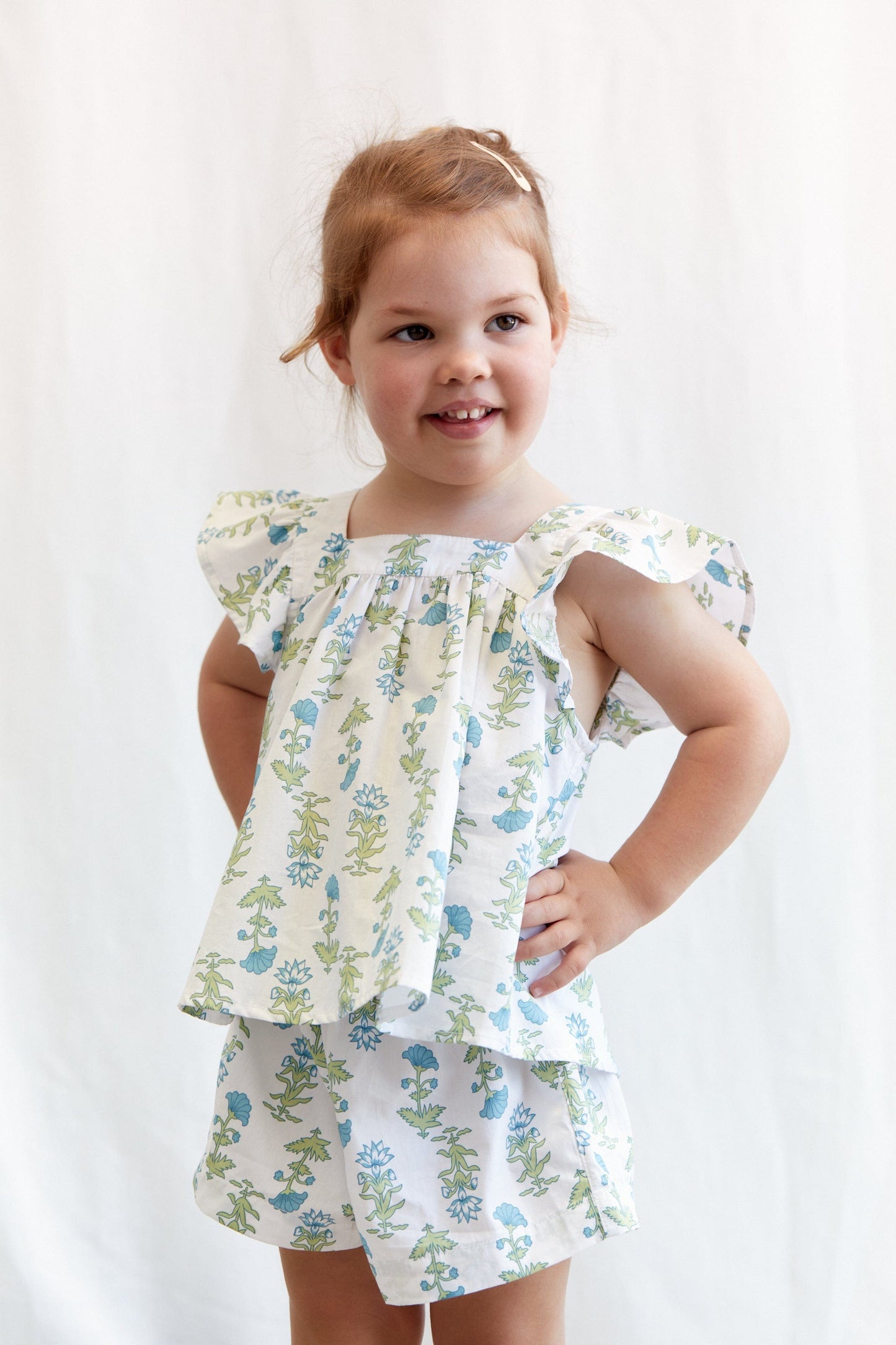 Girls Harriet Set - Cotton - Lotus Flower - Blue