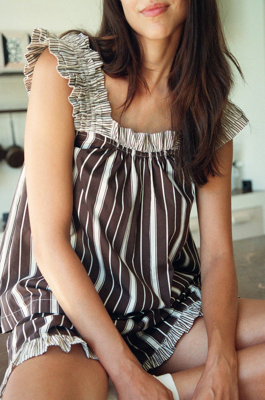 MM x PIYAMA - Nicolette Sleep Set - Chocolate Stripe