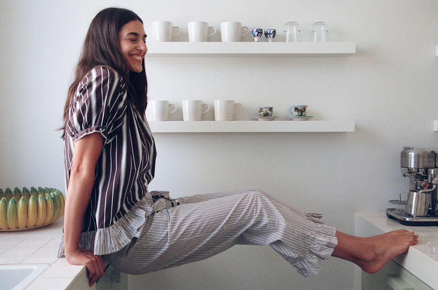 MM x PIYAMA - Sophie Sleep Set - Pants - Chocolate Stripe