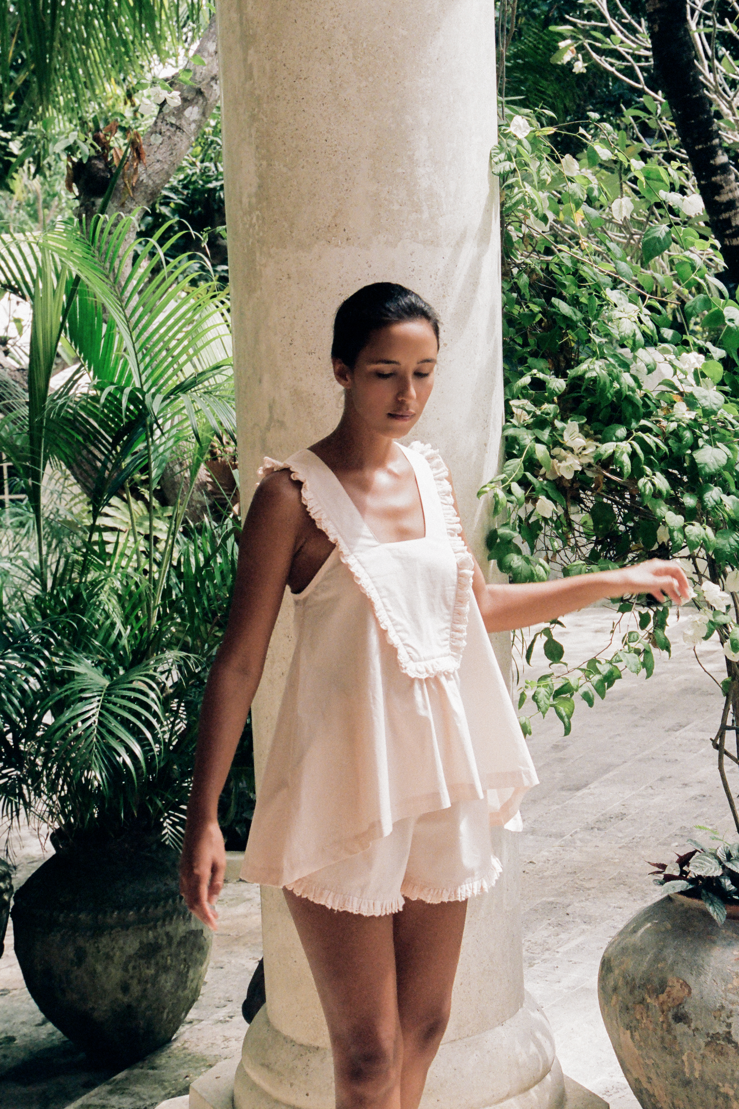 Elsie Sleep Set - Cotton - Nude + Trim