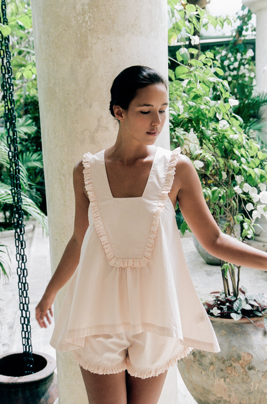 Elsie Sleep Set - Cotton - Nude + Trim