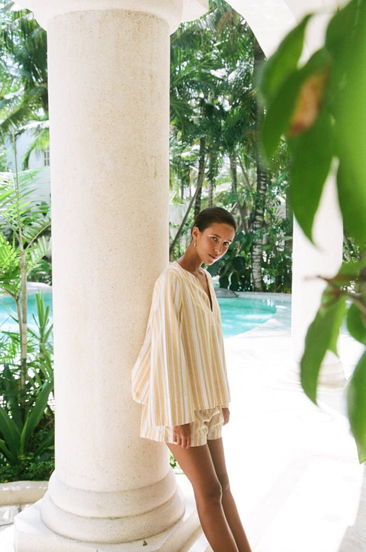 Kaftan Resort Set - Stripe Apricot