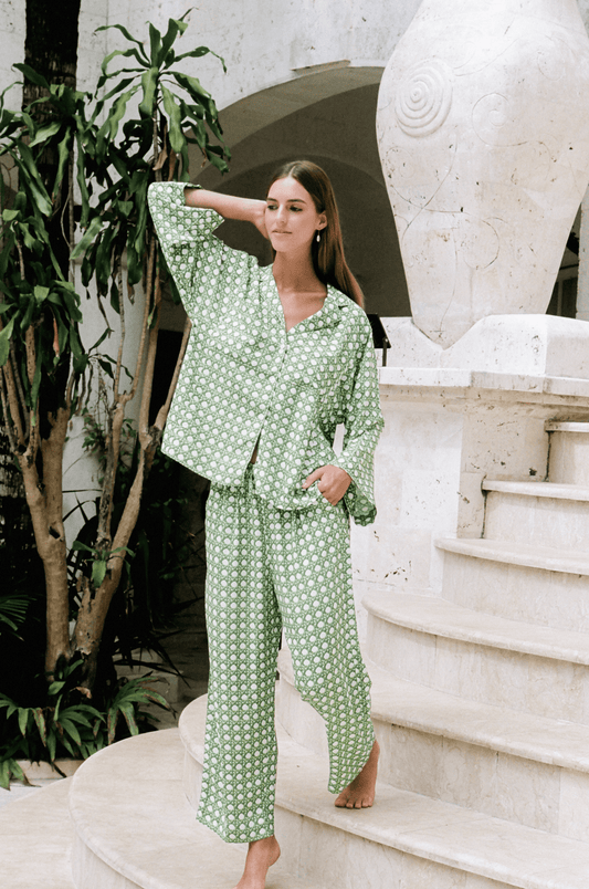 Peta Sleep Set - Long - ECOVERO™ - Rattan Green