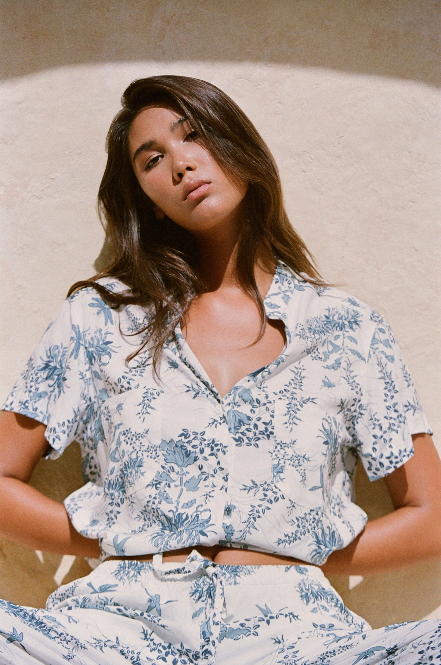 Maggie Pyjama Set - Long Pants - Summer Toile - Aegean Blue