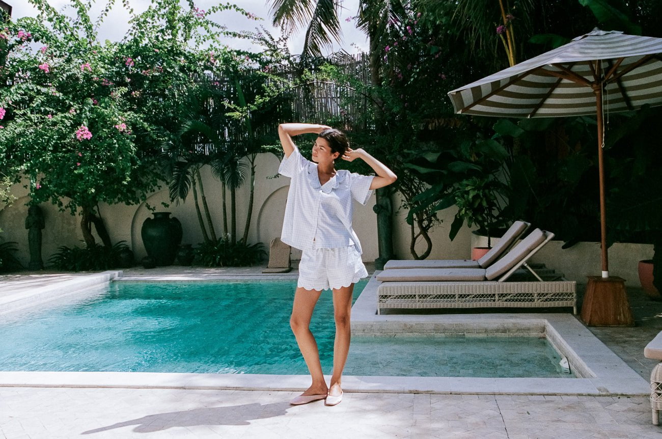 Penelope Sleep Set - Gingham Pale Blue