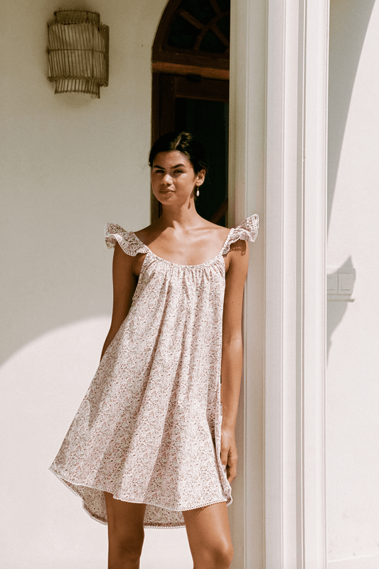 Indah Wing Nightie - Floret Pink + Trim