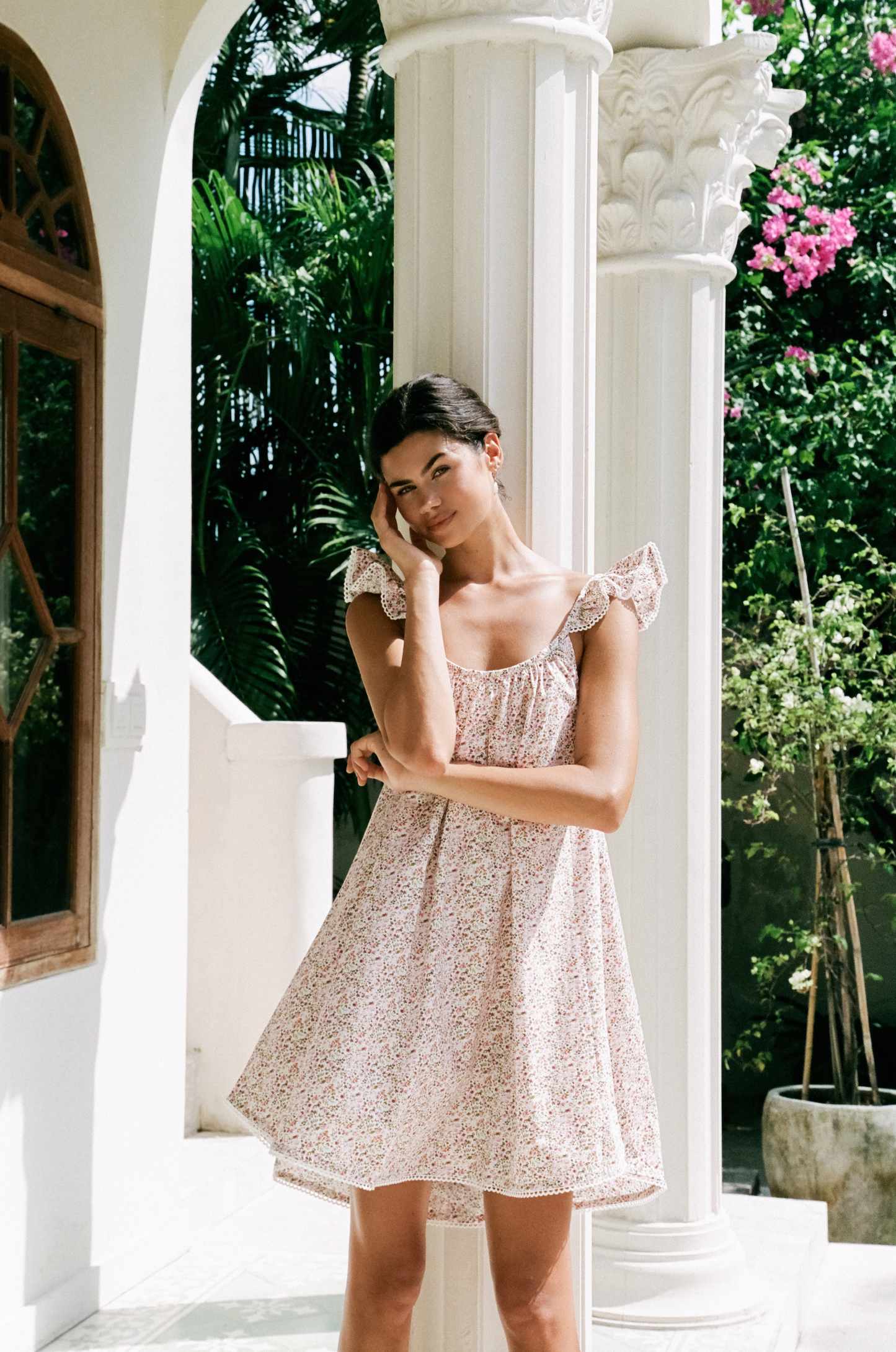 Indah Wing Nightie - Floret Pink + Trim