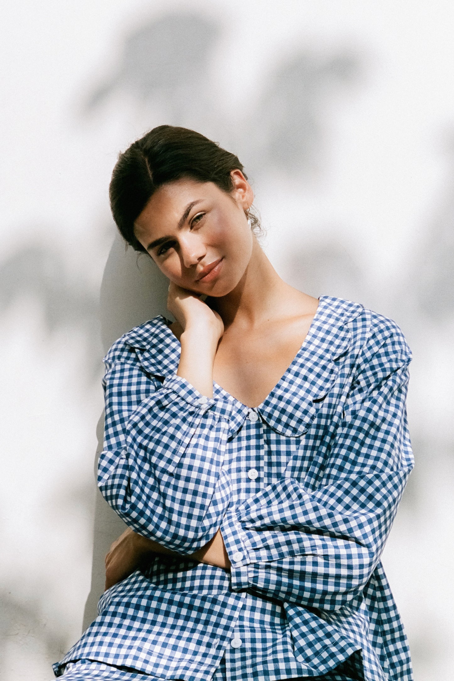 Penelope Sleep Set - Long - Gingham - Navy