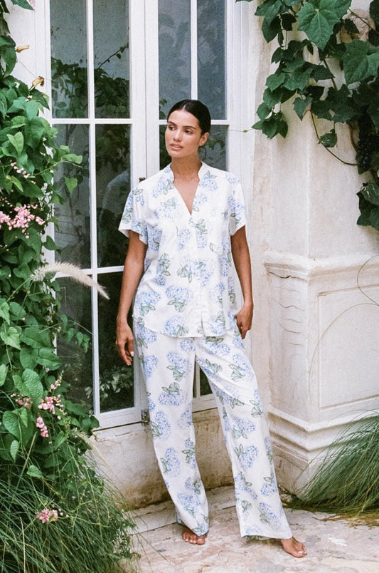 Maggie Pyjama Set - Long Pants - Hydrangea Blue