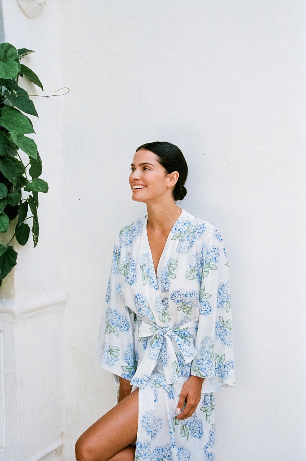 Alice Kimono Robe - Long - Hydrangea Blue