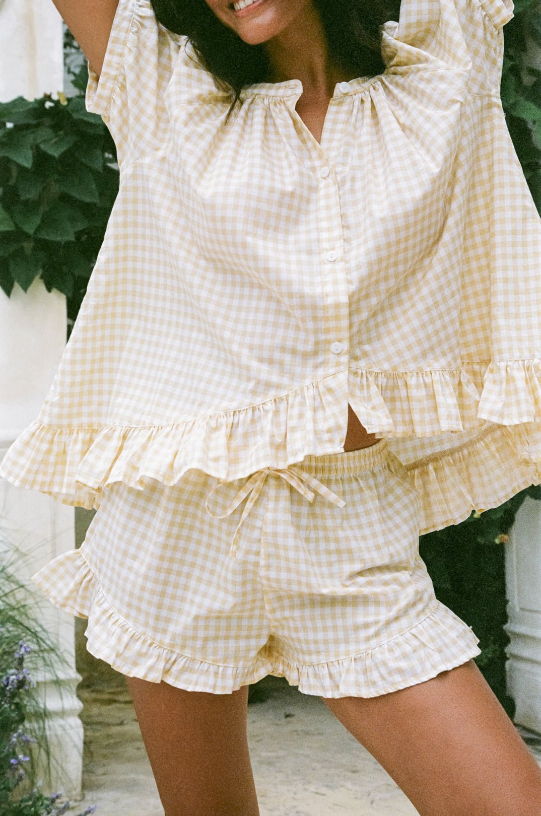 Sophie Sleep Set - Cotton - Gingham Yellow