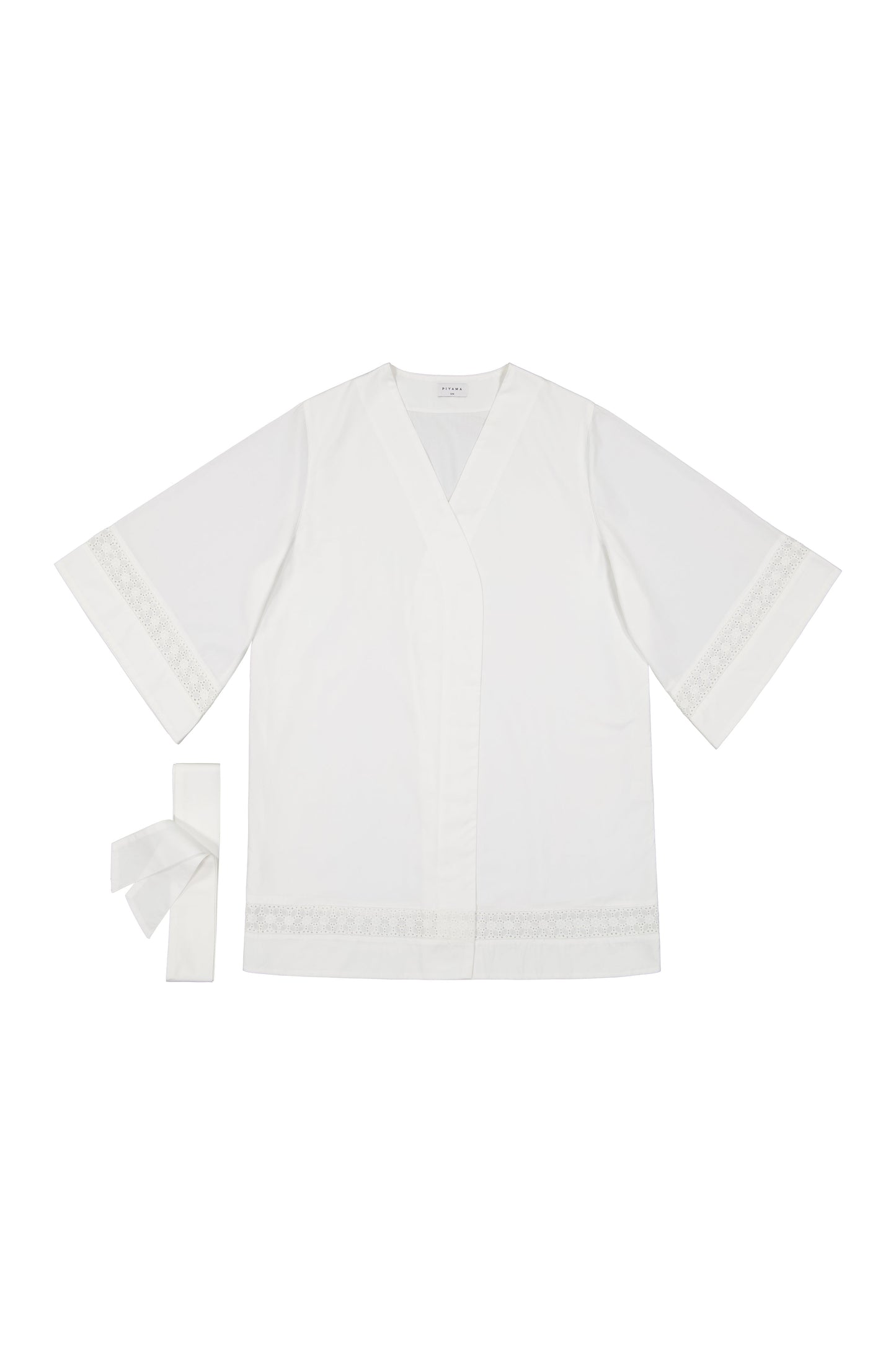 Giselle Bridal Robe - Cotton Modal Off White + Insert Trim