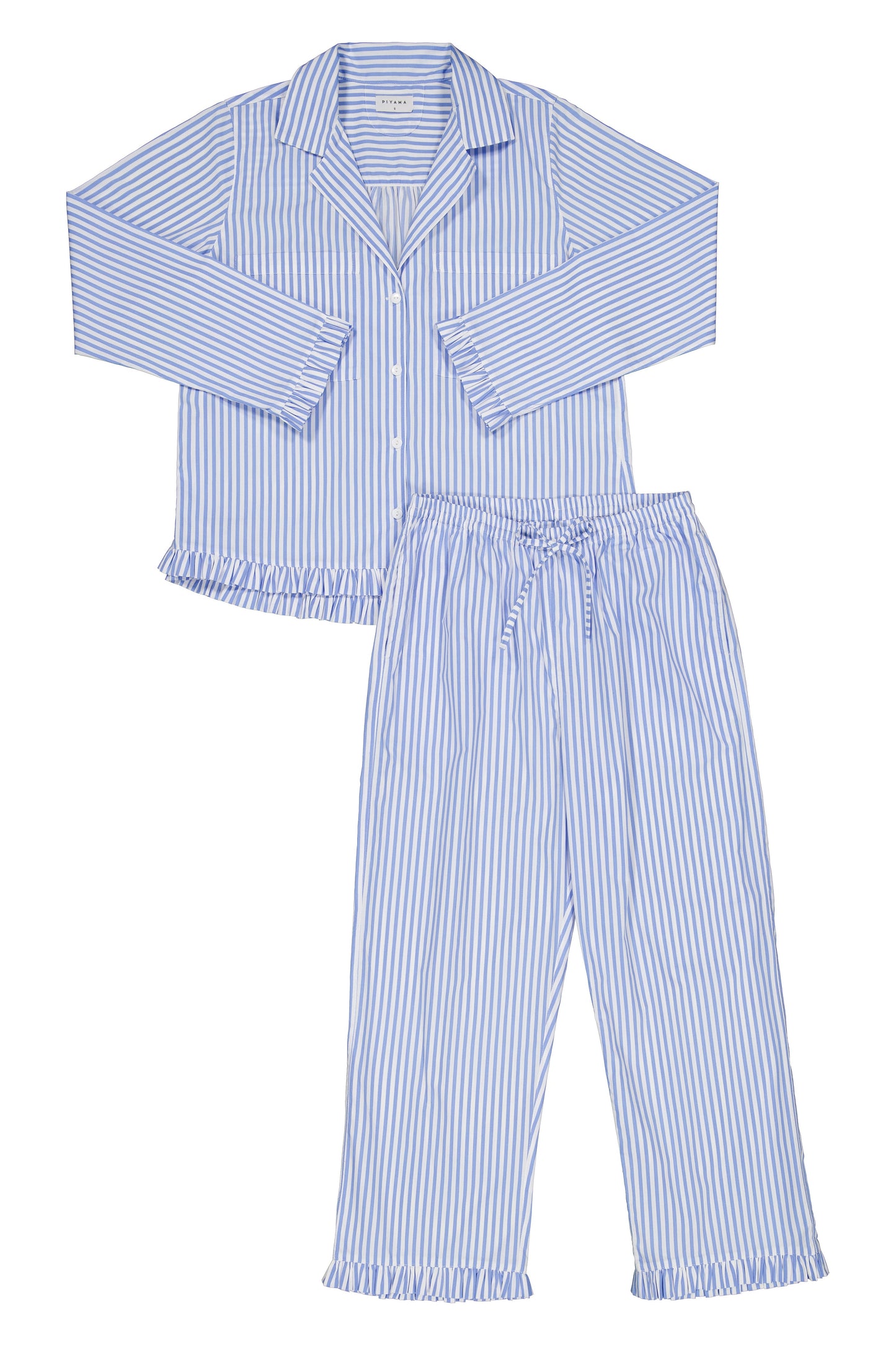 Felicity Frill Set - Long - Pinstripe Blue