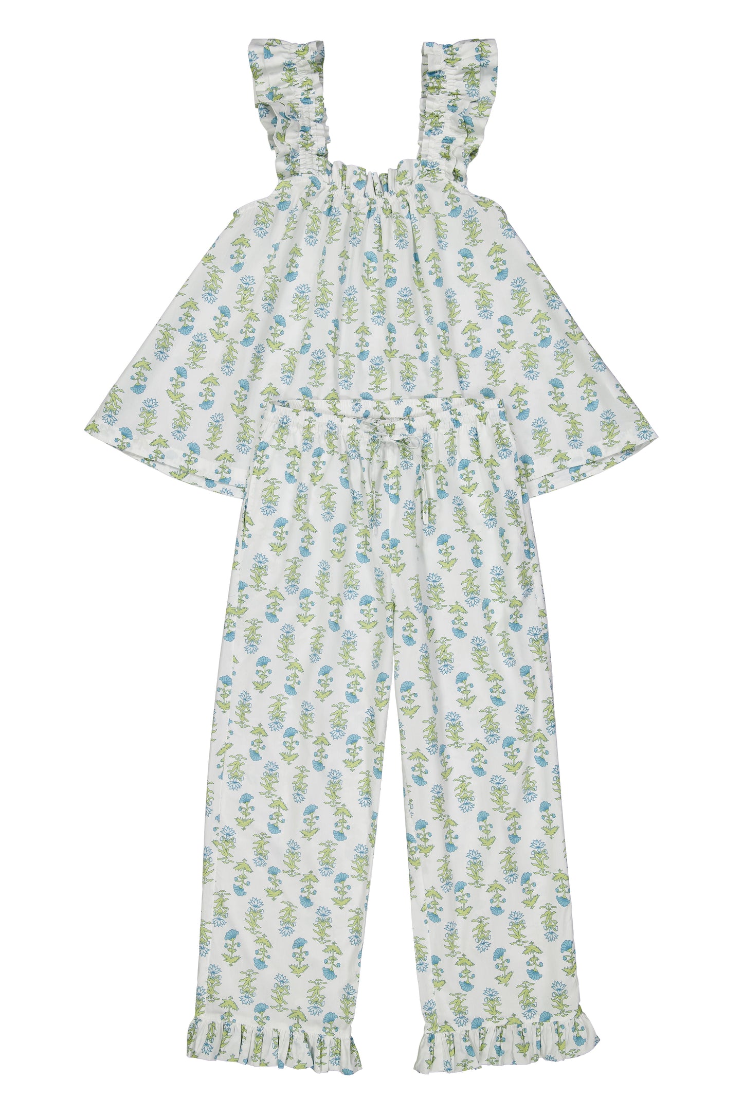 Nicolette Sleep Set - Pants - Lotus Flower - Blue
