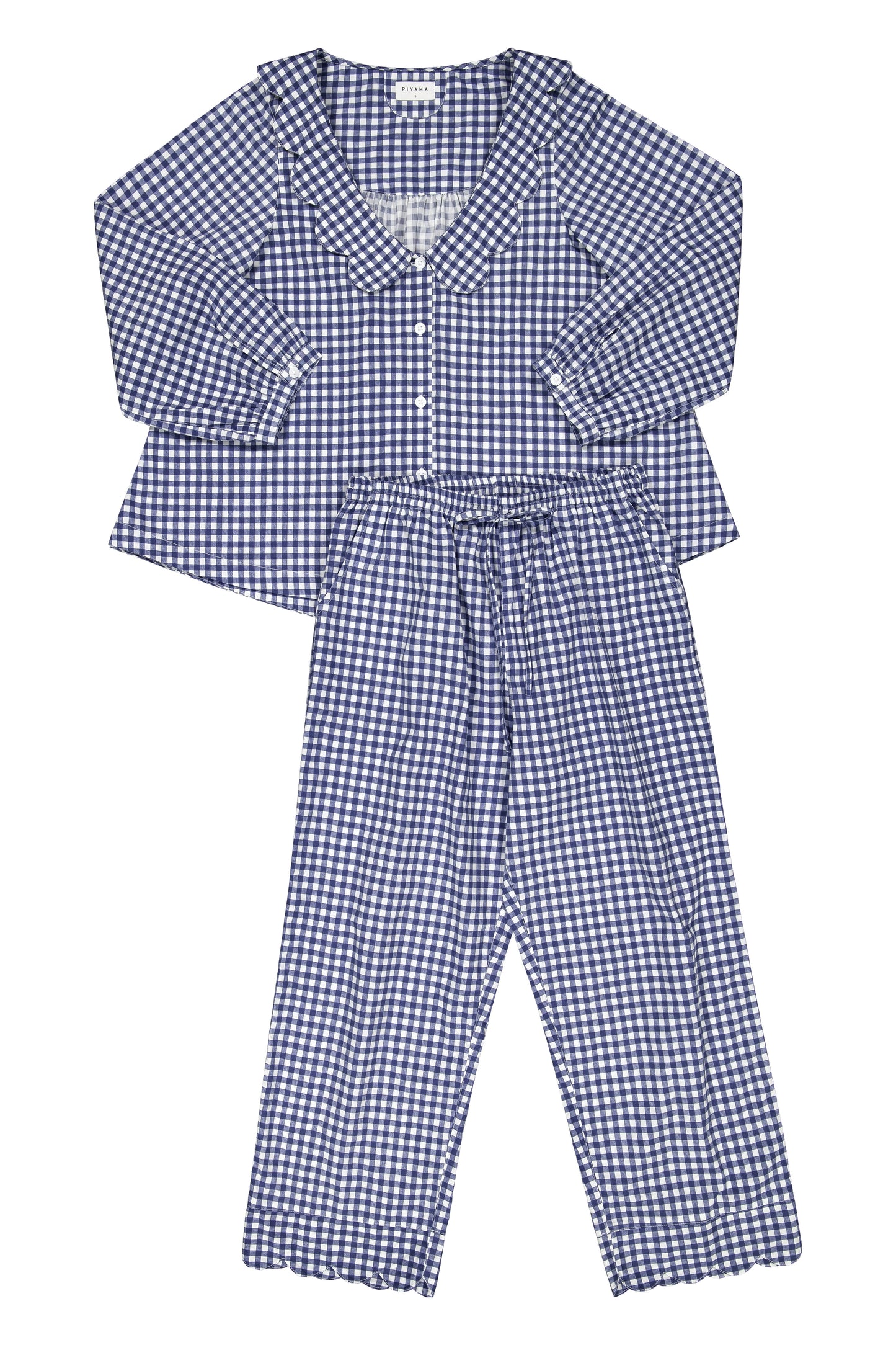 Penelope Sleep Set - Long - Gingham - Navy