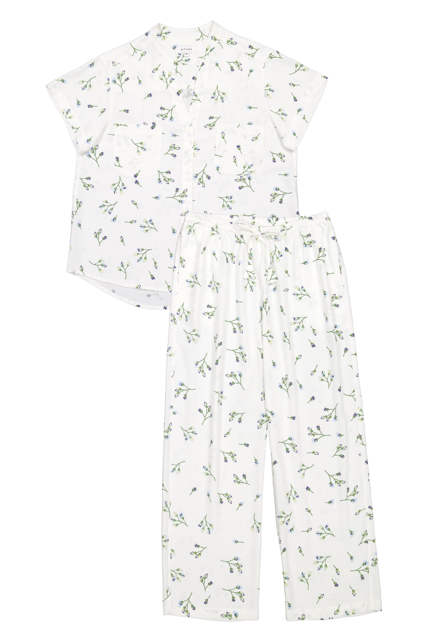 Maggie Pyjama Set - Long Pants - Lyocell Linen - Bluebell