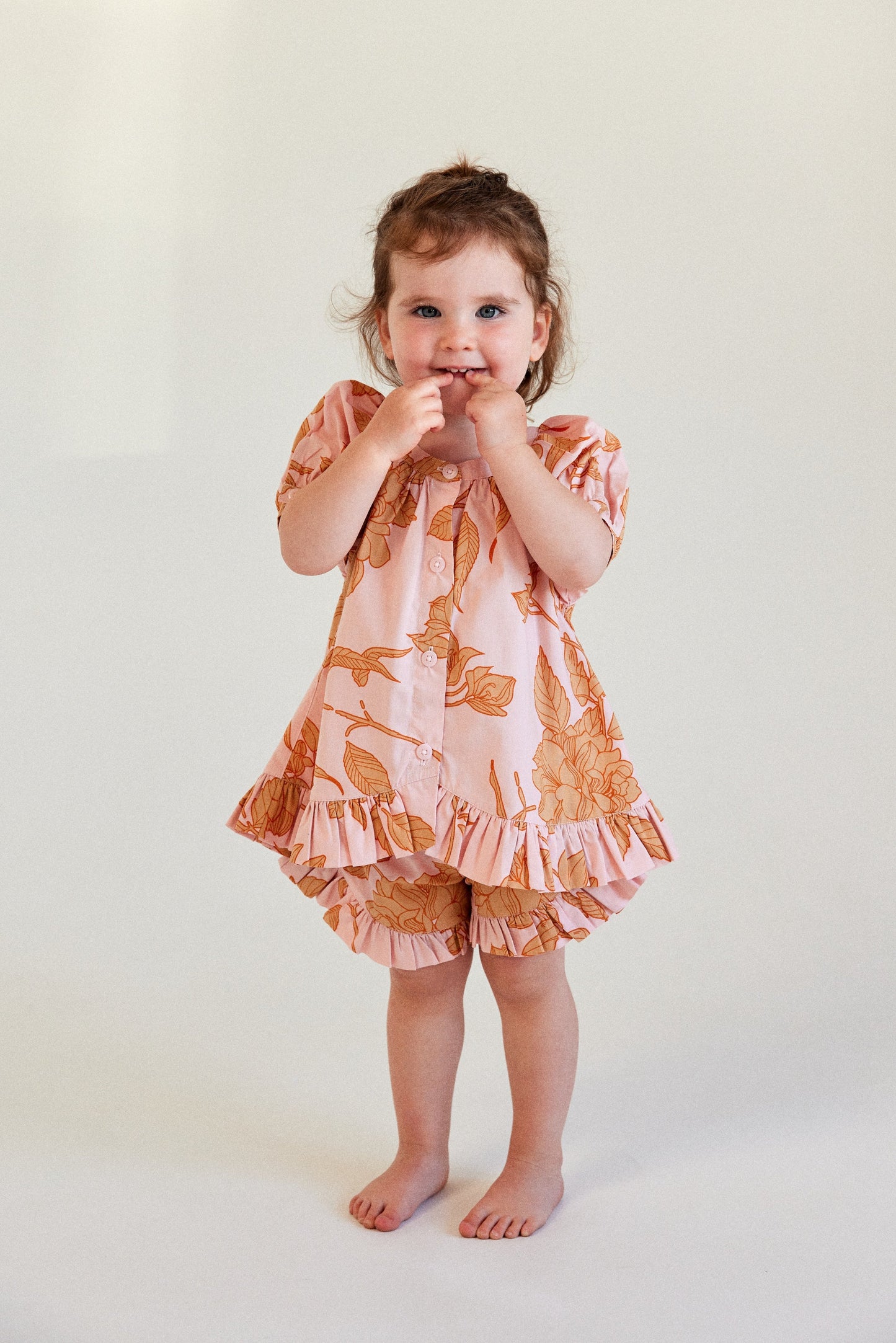 Girls Sophie Sleep Set - Cotton Modal - Romantic Floral Peach